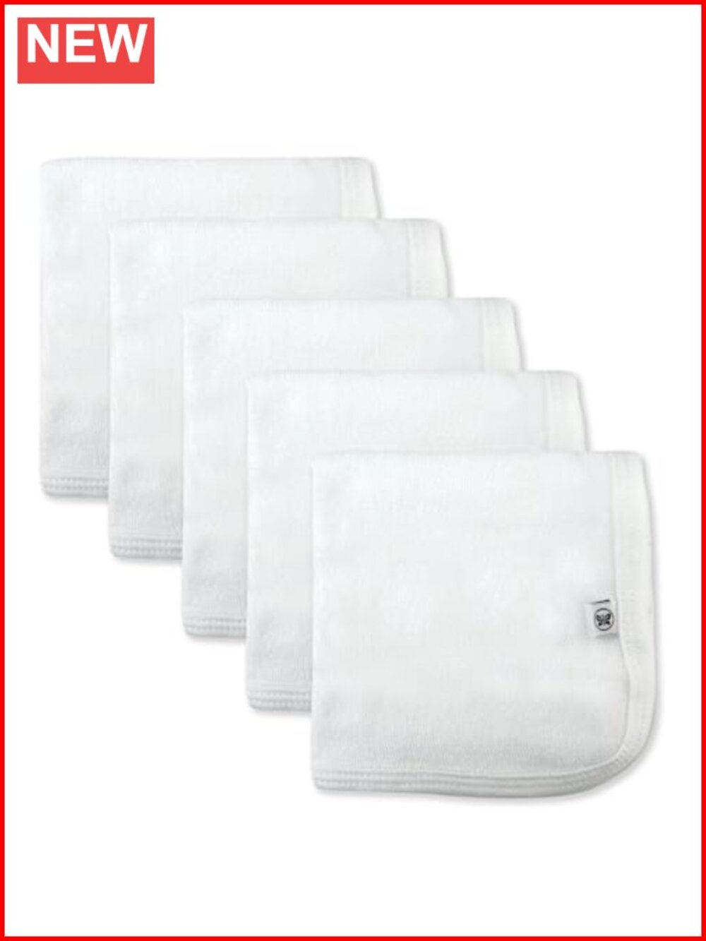 Baby Washcloths 5-Pack Soft Absorbent Terry Cloths Bath Time Essential